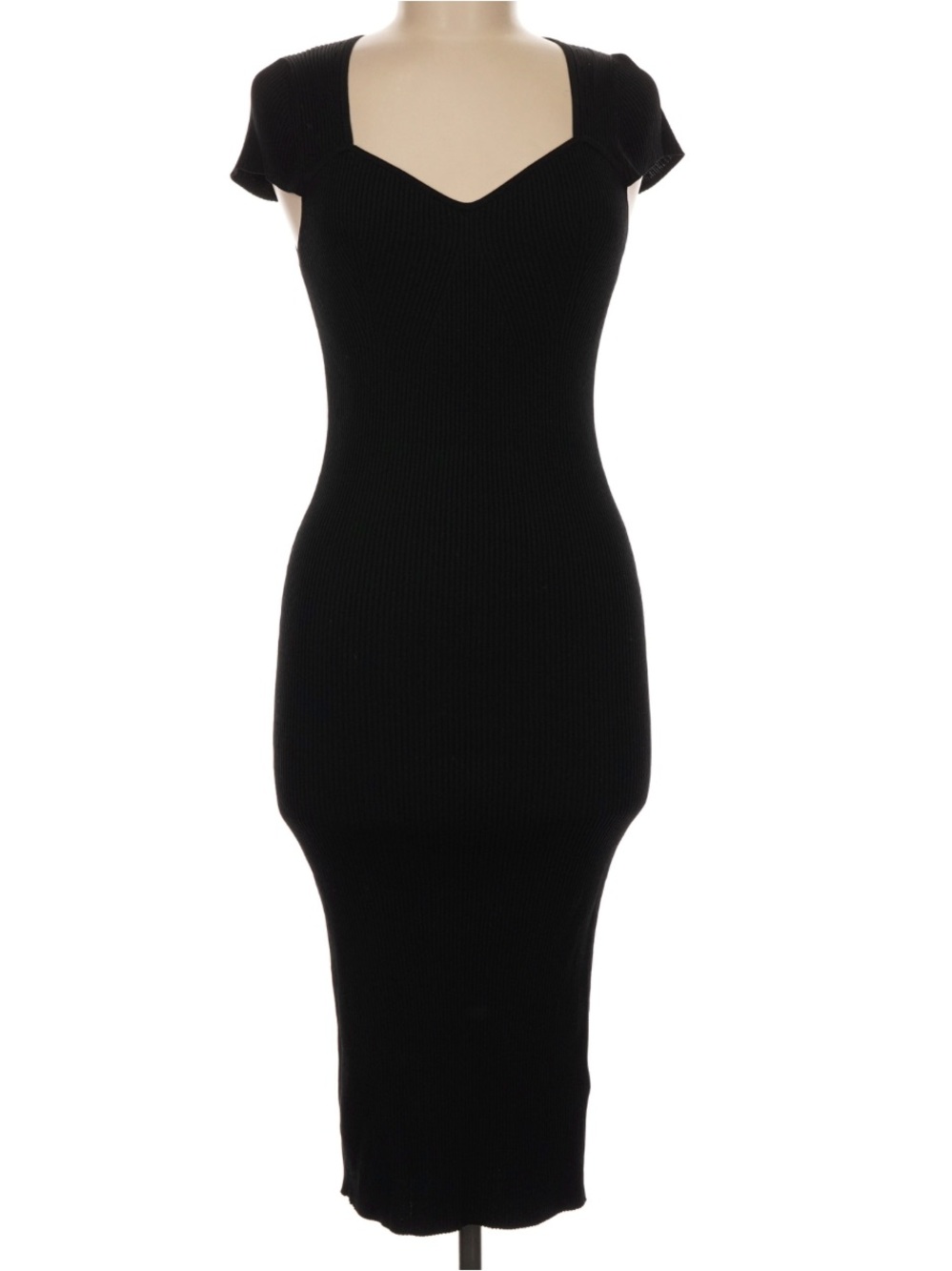 GAP Ribbed Knit Sweetheart Dress in Black